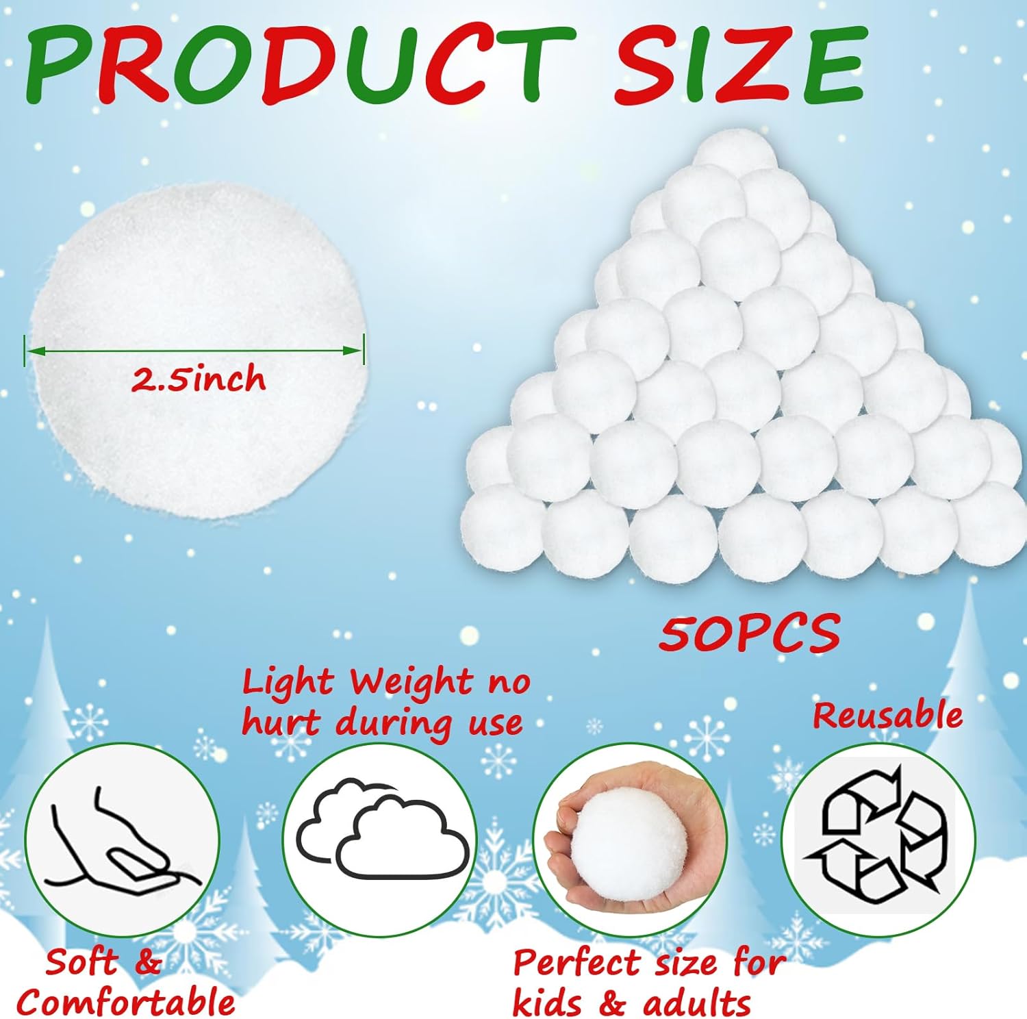 Skiennix Reusable Water Balls - 50 Pack Fake Snowballs for Outdoor Fun | Indoor Activity Toys for All Ages