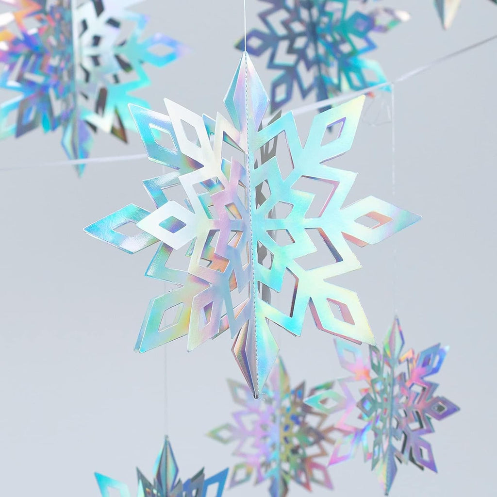 OuMuaMua Christmas Snowflake Decorations - 15pcs 3D Iridescent Laser Paper Snowflakes for Holiday Decor