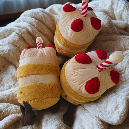BRSTPGH WeightedPlush Birthday Cake Plush Stuffed Animal Food Plushies Happy Smile Cake Pillows 12in, Birthday Gifts for Kids
