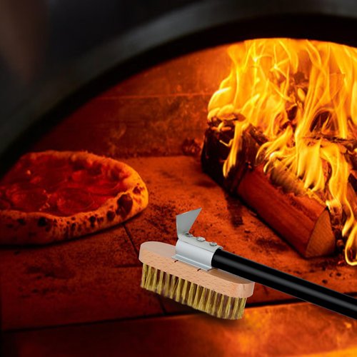 4 Piece Pizza Oven Kit, 9 Inch Pizza Turning Peel, 12 Inch Perforated Pizza Peel, Oven Brush and Ash Rake, Wood Fired Commercial Oven Accessoires for Home, Restaurant