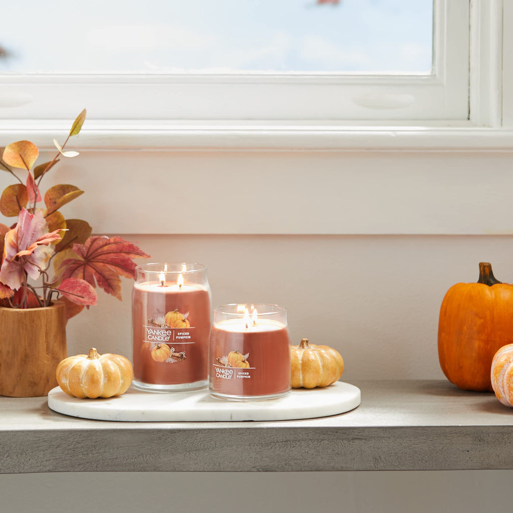 Yankee Candle Spiced Pumpkin Scented Signature 20oz Large Jar 2-Wick Candle Over 60 Hours of Burn Time