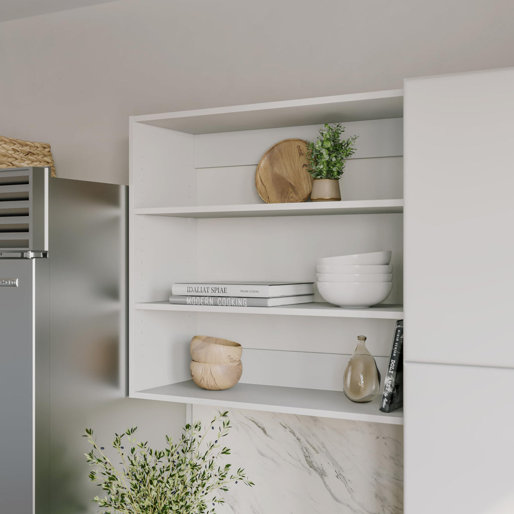 Prepac Elite 32” Wide Upper Cabinet, White Pantry Kitchen Storage Cabinet with 2 Adjustable Shelves for Garage, Laundry, 12" D x 32" W x 30" H