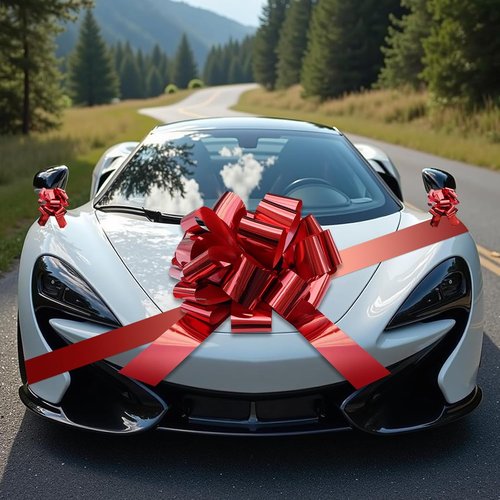 Big Car Bow - Metallic Red 20-Inch Round Gift Bow for Cars, Weddings, Birthdays & Christmas Decor