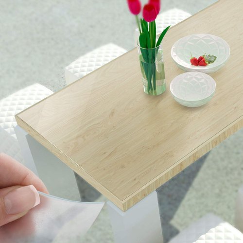 MYOYAY Clear Table Cover Protector 40 x 79 Inch Rectangle 2mm Thick Transparent Plastic Tablecloth PVC Protecting Mat for Writing Desk Dinin Coffee Table Countertop Desktop