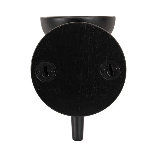 Kate and Laurel Shae Transitional Wooden Wall Sconce; 5 x 5 x 13; Black; Modern Candle Holder with Removable Glass Cylinder for Flameless Pillar Candles in Bedroom or Entryway