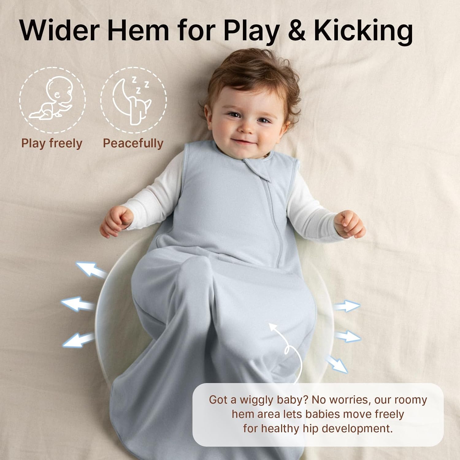 Skiennix Supersoft Bamboo Sleep Sack - Lightweight 0.5 Tog Toddler Wearable Blanket | 6-12 Months, Green & Gray (2 Pack)