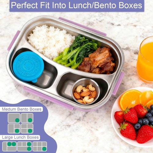 JUSTASHOW 10 Pack 1.6 Oz Salad Dressing Containers To Go, Stainless Steel Small Condiment Containers with Lids, Reusable Leakproof Sauce Container Cups for Lunch Bento Box Picnic & Travel