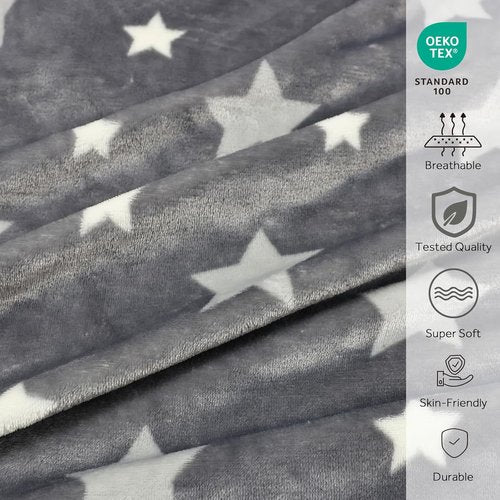 VigorSpring Soft Kids Blanket for Boys - 50"x60",Cozy Grey Star Printed Plush Fleece Throw Blankets,Perfect for Christmas Halloween Birthday Easter Valentines Gifts