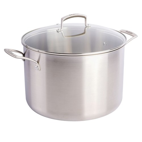 Babish 12-Quart Tri-Ply Stainless Steel Stock Pot with Lid – Professional Grade Large Soup Pot for Cooking, Boiling & Stews