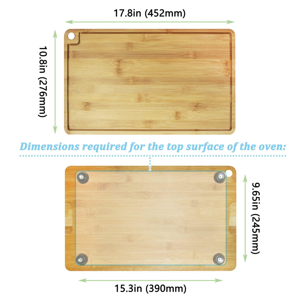 Bamboo Wood Cutting Board Compatible with Breville BOV800XL 860BSS 845BSS, Protects Smart Toaster Oven, With Heat Resistant Silicone Feet and Oven Rack Push Accessories, Creates Storage Space
