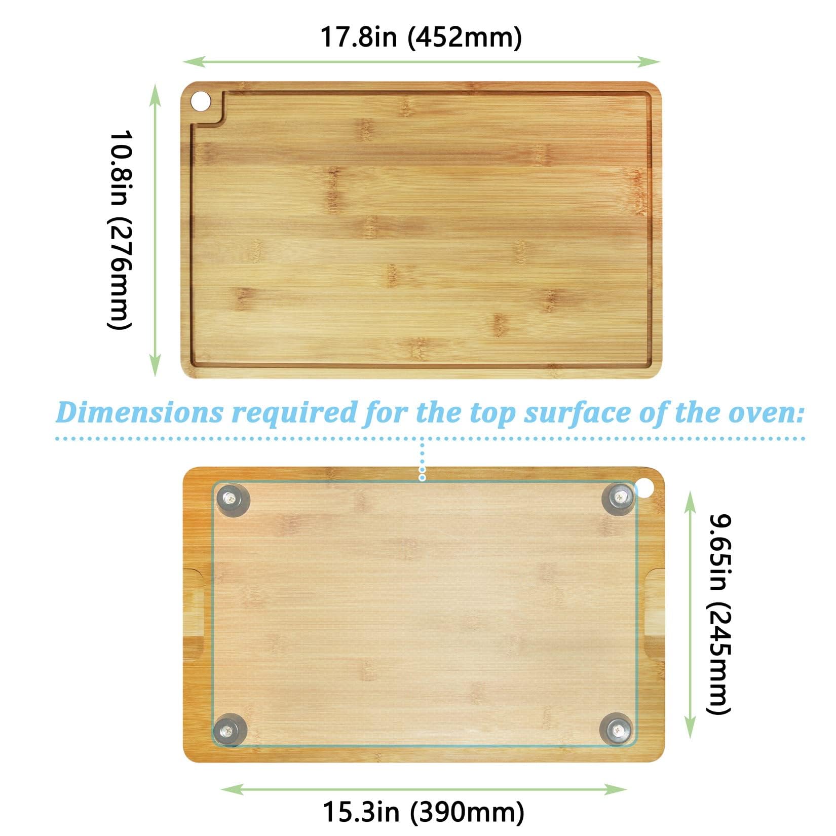 Bamboo Wood Cutting Board Compatible with Breville BOV800XL 860BSS 845BSS, Protects Smart Toaster Oven, With Heat Resistant Silicone Feet and Oven Rack Push Accessories, Creates Storage Space