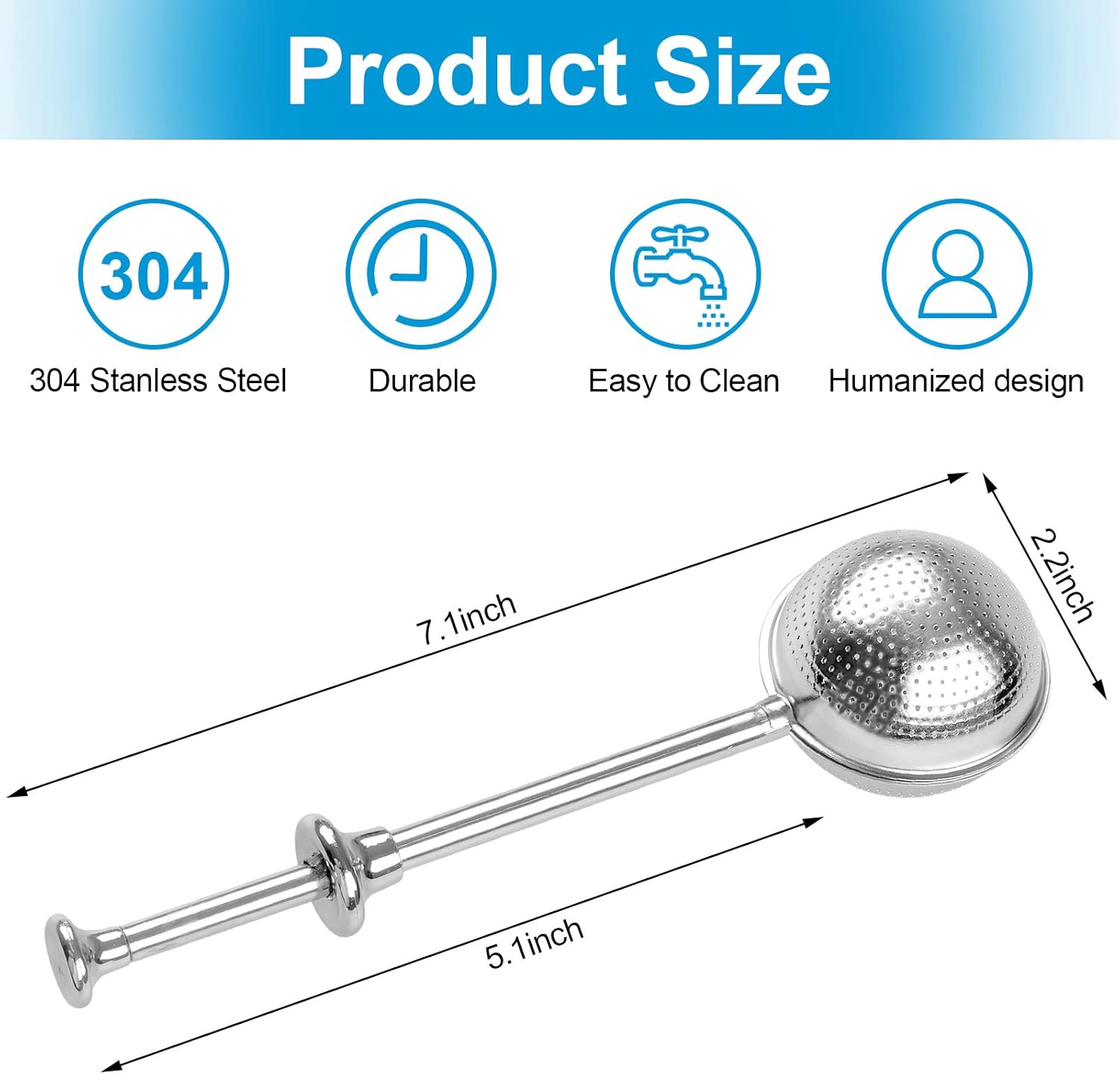 Skiennix Bakers Dusting Wand Set - Stainless Steel Flour Duster for Sugar & Spices | One-Handed Operation