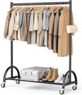 MISSLO Heavy Duty Clothing Rack - Rolling Garment Rack with Wheels for Coats & Dresses | Black
