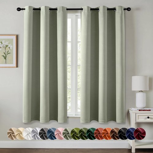 MIULEE Sage Green Blackout Curtains - Thermal Insulated Room Darkening Drapes | 40 x 54 Inches, 2 Panels