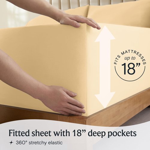 LuxClub 4 PC Sheet Sheets Deep Pockets 18" Eco Friendly Wrinkle Free Kids Fitted Sheets Machine Washable Hotel Bedding Silky Soft - Yellow Twin