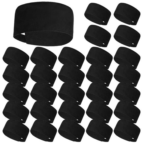 Jeere 30 Pcs Unisex Chef Hat Adjustable Kitchen Cooking Caps Sushi Beanie Breathable Mesh Top Skull Cap for Men Women Adult (Black)