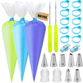 Pastry Piping Bags Set - 100 Disposable 12-Inch Bags with 7 Frosting Tips & 10 Ties for Cake Decorating