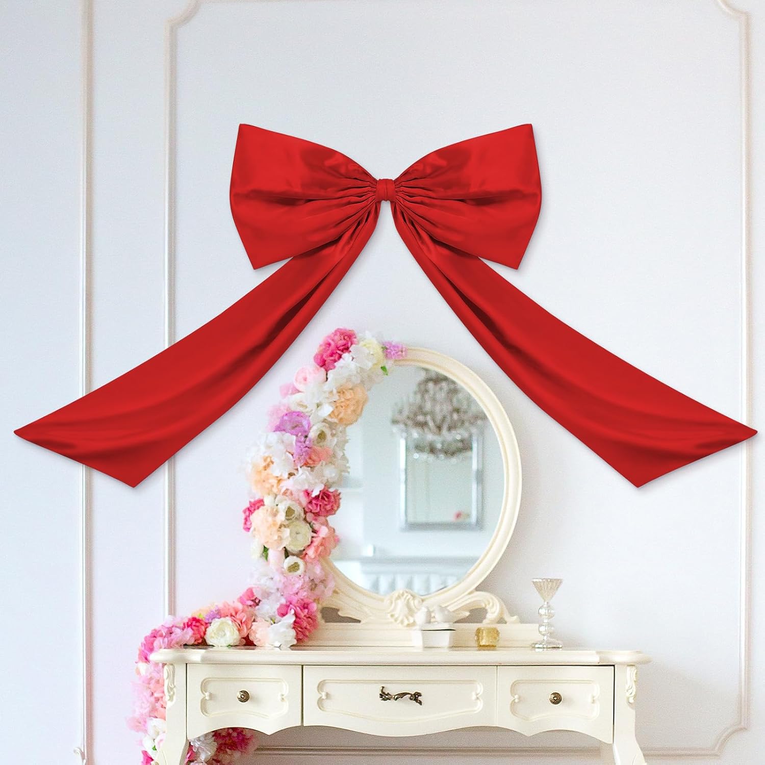 Wavwavw Large Red Bow Decor - Giant Satin Ribbon Tie for Birthday & Wedding | 24 x 36 Inches