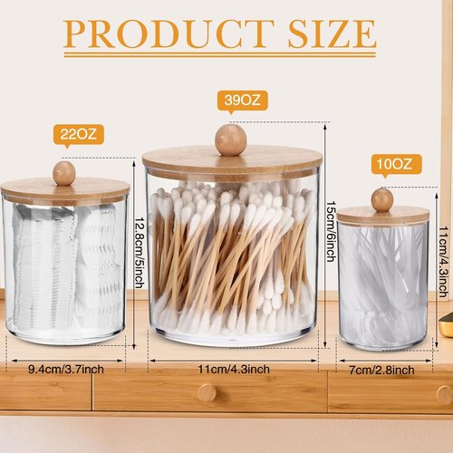 Meanplan Apothecary Jars - Clear Plastic Storage with Lids | 10/22/39 oz Sizes for Bathroom Organization (9 Pack)