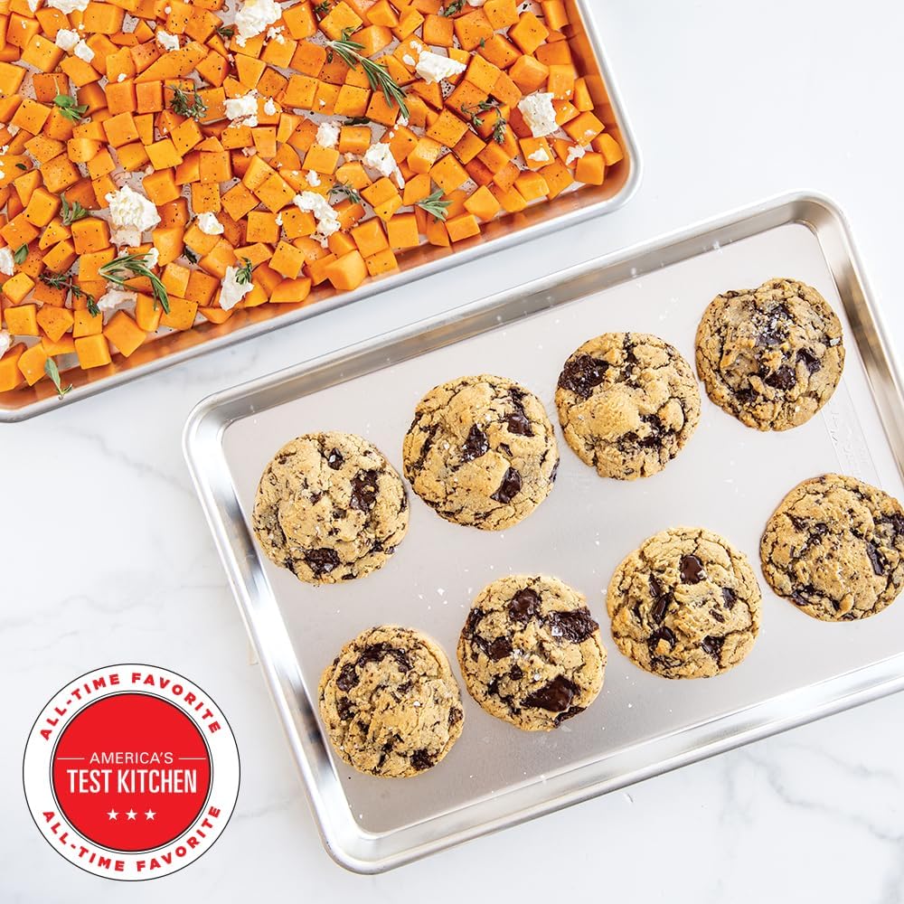 Nordic Ware Naturals Half Sheet Set - USA Made Aluminum Baking Pans with Steel Rim | 2-Pack Half + 1/8 Sheet