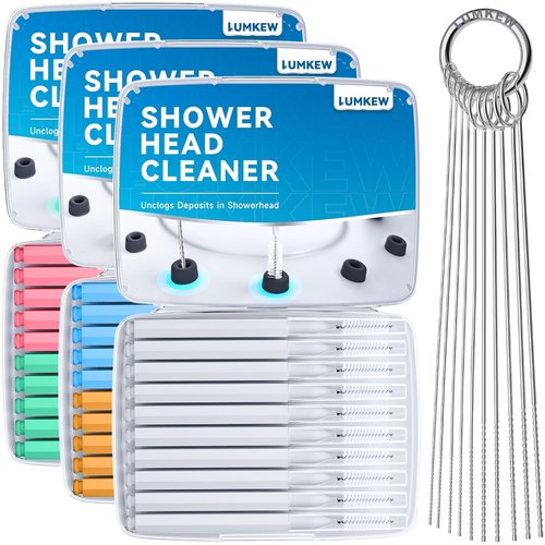Lumkew 40 Pcs Shower Head Cleaner Picks,Multiple Shower Head Cleaning Brush for Small Hole, Nozzle unclogger Tool for Showerhead with Storage Box