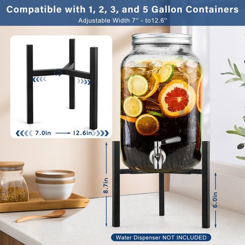 Uoveya Beverage Water Jug Stand Adjustable 7-12.6 IN - Drink Dispenser Stand Only, Fit 3-5 Gallon Water Jug Holder Container - Portable Drink Stand