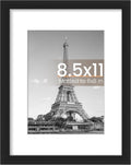 Upsimples 8.5x11 Picture Frame - Versatile Display for 6x8 Photos with Mat or 8.5x11 Without - Black, 1 Pack