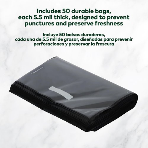 Stash Proof Vacuum Seal Bags 15" x 20" (50 Count) 5.5 Mil (Black and Clear) - BPA Free Commerical Grade Food Saver for Storage, Sous Vide, and Meal Prep Sealer Bag