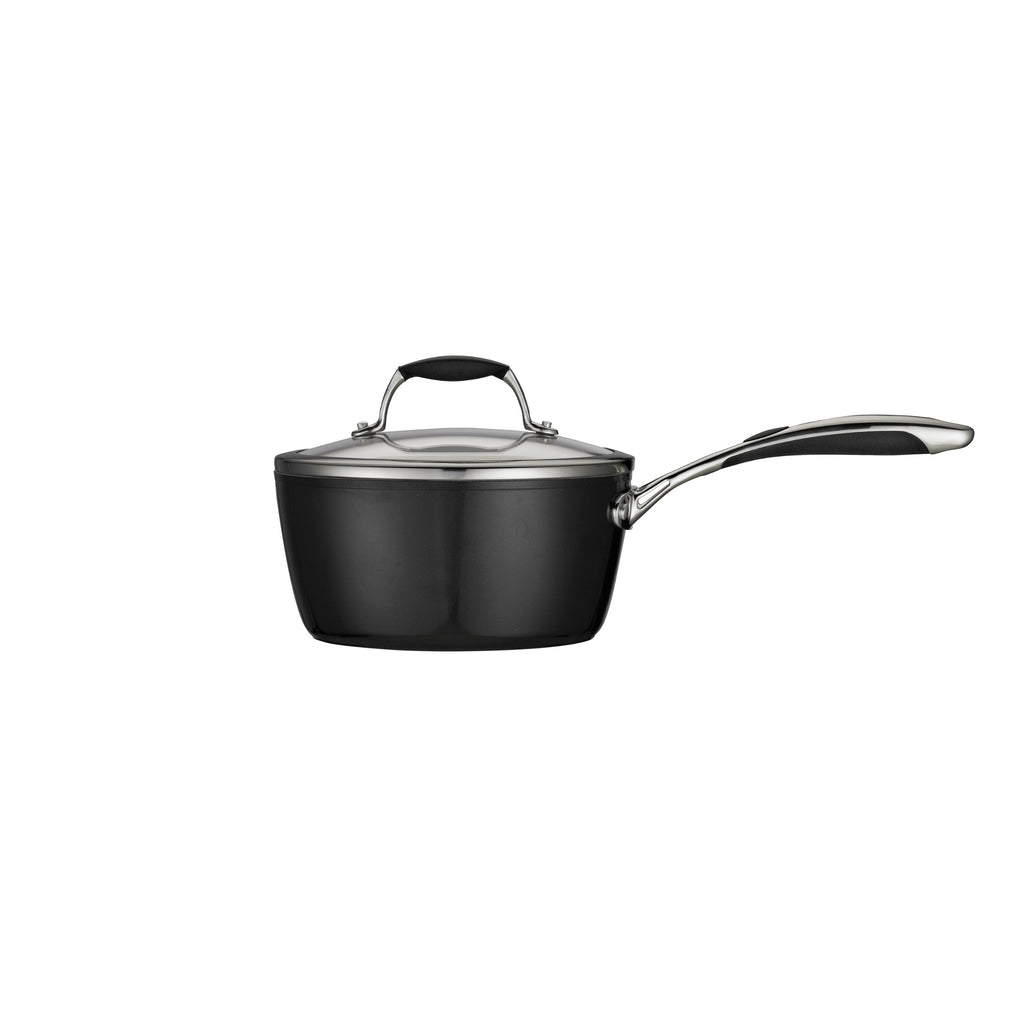 Tramontina Ceramica Deluxe 3-Quart Sauce Pan with Glass Lid, Ceramic Non Stick Saucepan, Oven-Safe, Metallic Black