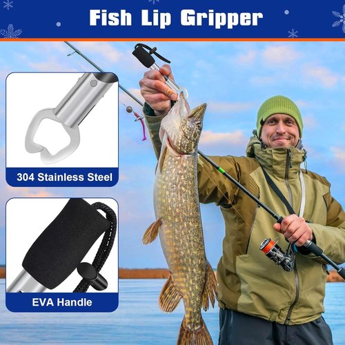 Fishing Advent Calendar 2025 - 24-Day Tackle Set with Rod Holder & Fish Lip Gripper | Perfect Gift for Men