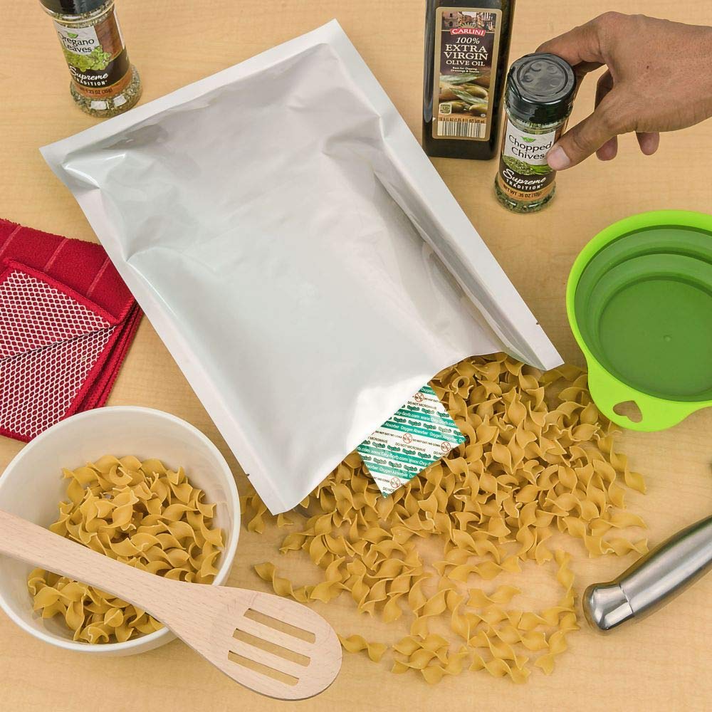 Dry-Packs 1-Gallon, 10"x14" Mylar Bags and 300cc Oxygen Absorbers, 100 Pack - For Food Shipping & Storage,Silver - AI-10074