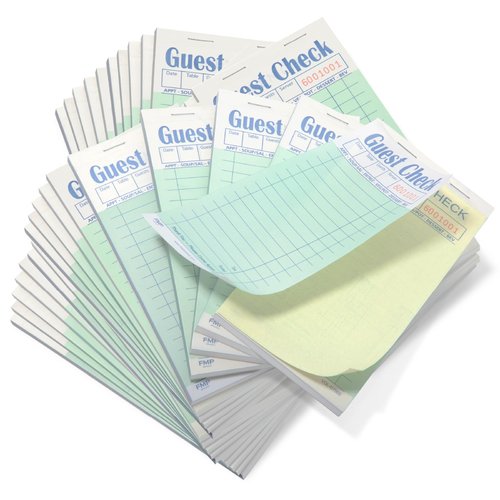 FMP Brands Double Part Guest Check for Servers, Server Note Pads 2500 Sheets (50 Pads), Server Books for Waitress with Carbon Copies, Guest Check 2 Part Carbonless, Receipt Book with Carbon Copies