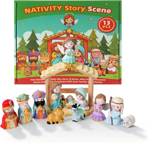 Nativity Set by [Brand Name] - 13Pcs Christian Playset for Kids Ages 3+ | Perfect Christmas Gift