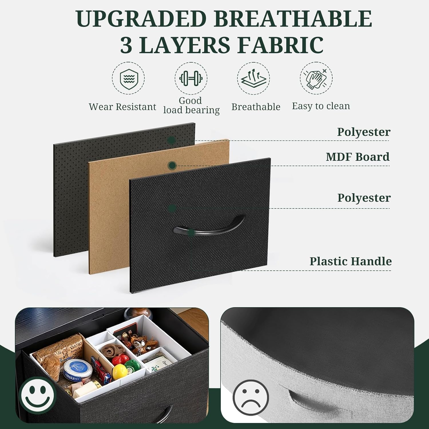 Regine Switzerland 8-Drawer Dresser - Anti-Tip Storage Organizer with Wooden Top & Metal Frame | Black