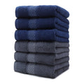 Weierduosi Cotton Hand Towels Set, 6-Piece Set(14in x 29.5in), Super Absorbent Quick Drying,Soft,Bathroom Towels,Suitable for Gyms,Kitchen,Gift(Dark Grey,Dark Blue)