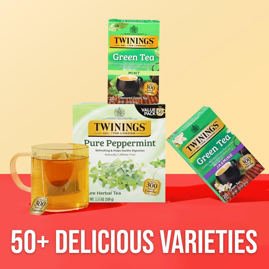 Twinings Green Mint Tea - Refreshing Herbal Blend | 20 Tea Bags for Invigorating Flavor