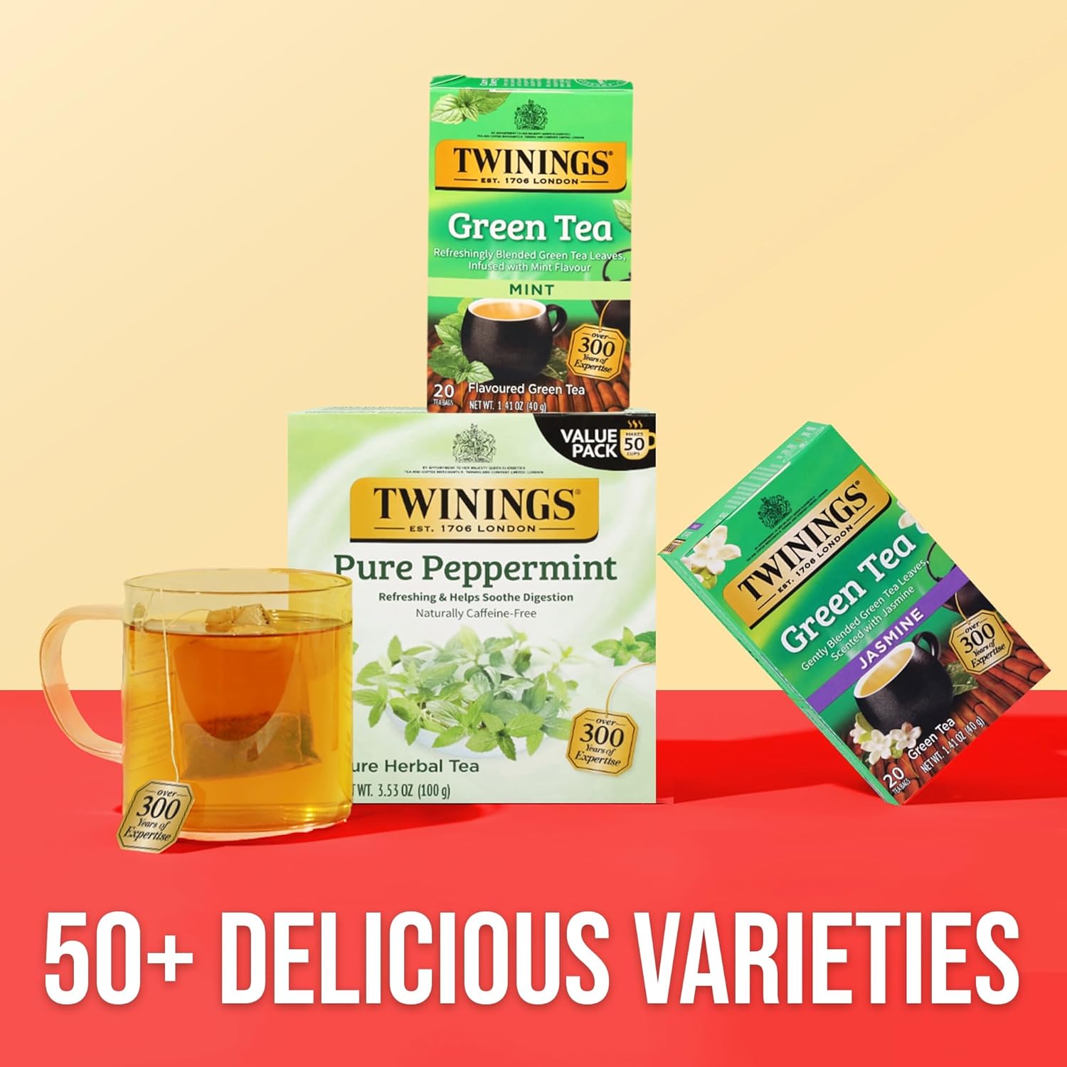 Twinings Green Mint Tea - Refreshing Herbal Blend | 20 Tea Bags for Invigorating Flavor