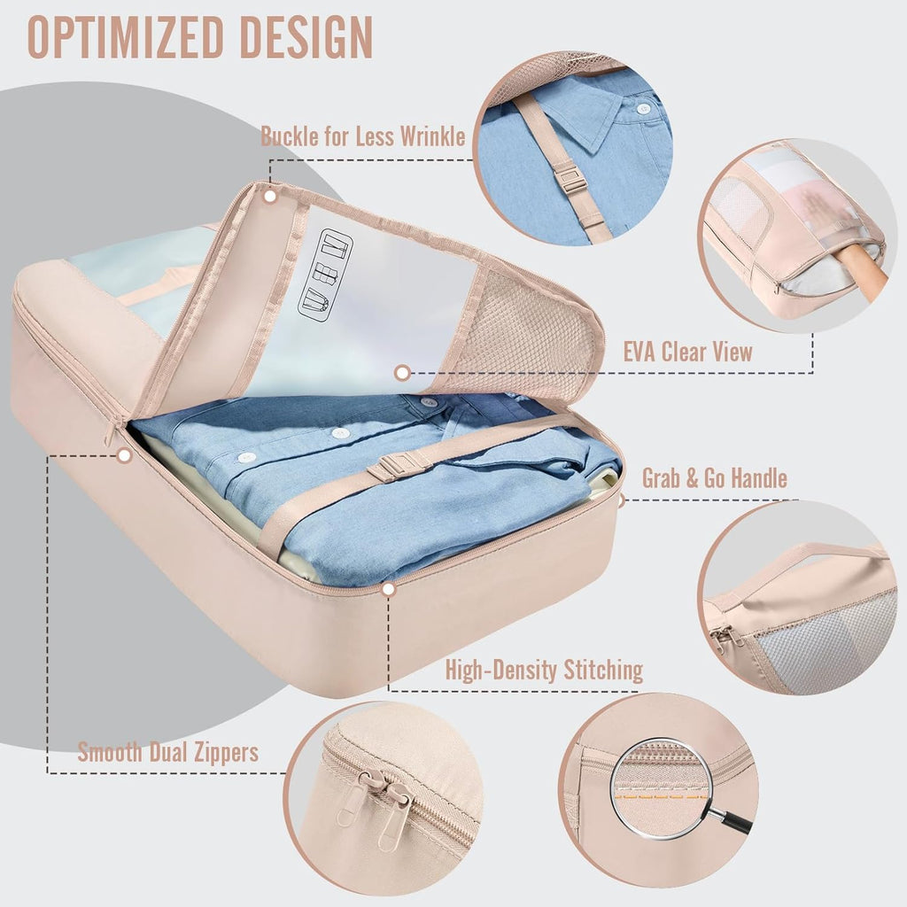 Veken Packing Cubes Set - Essential Travel Organizers for Beach Vacations | Includes Hanging Toiletry Bag