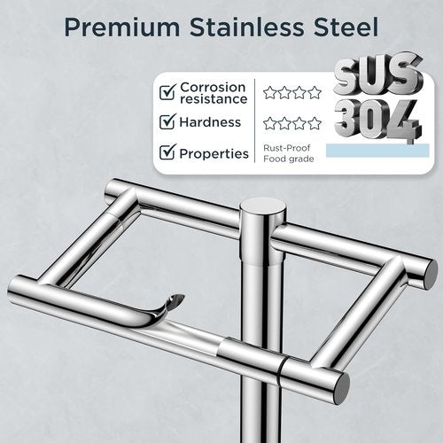 Forious Toilet Paper Holder - Stainless Steel Rustproof Double Post Pivoting Design | Chrome Finish