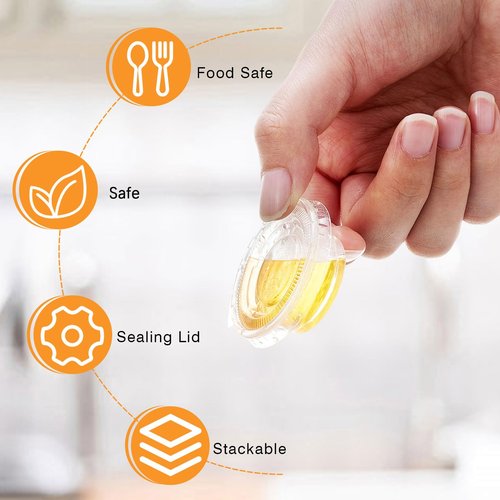 Maxdot 1000 Pack 0.5 oz Containers with Lids Plastic Portion Cups Bulk Mini Disposable Souffle Container Cup Sauce Condiment Leak Proof Shot Lunch Small Portion Box Travel Party Dinner Sauce Salad