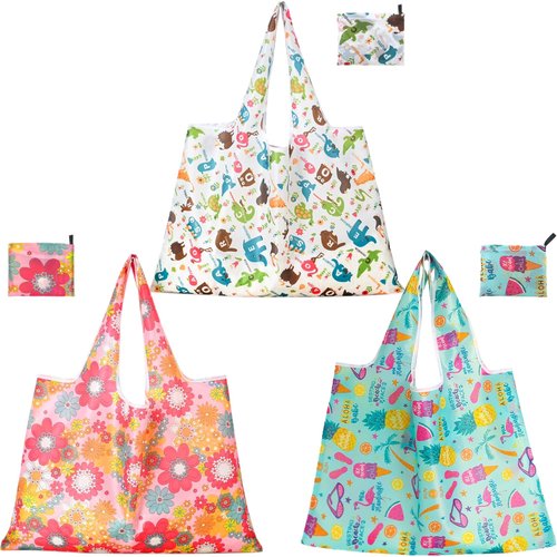 lyBlissor Extra Large 50Lbs Foldable Reusable Shopping Bags with Handles Fold Up Shopping Bags for Purse Reusable Tote Bag