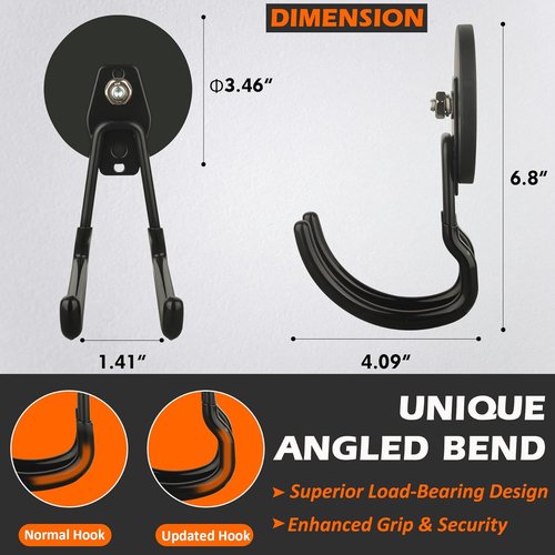 MUTUACTOR Magnetic Hooks - 40lbs Heavy Duty Double Metal J-Hook | Anti-Scratch Organizing Tool Set (2 Packs)