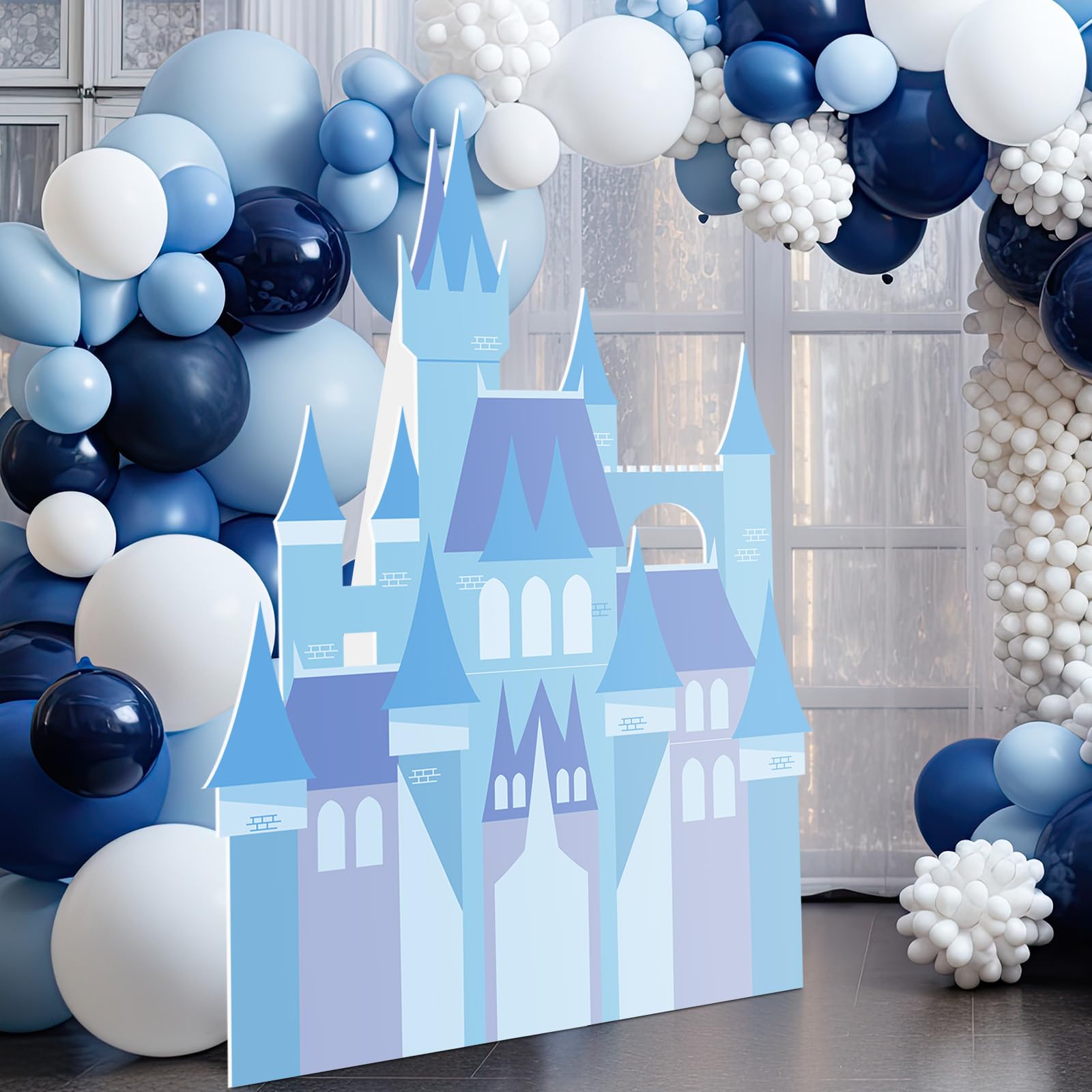 Resurhang 5ft Winter Wonderland Princess Castle Cardboard Large Decor Wonderland Snow Castle Cutout Stand for Princess Girl Snowflake Birthday Party Winter Decor Party Decorations