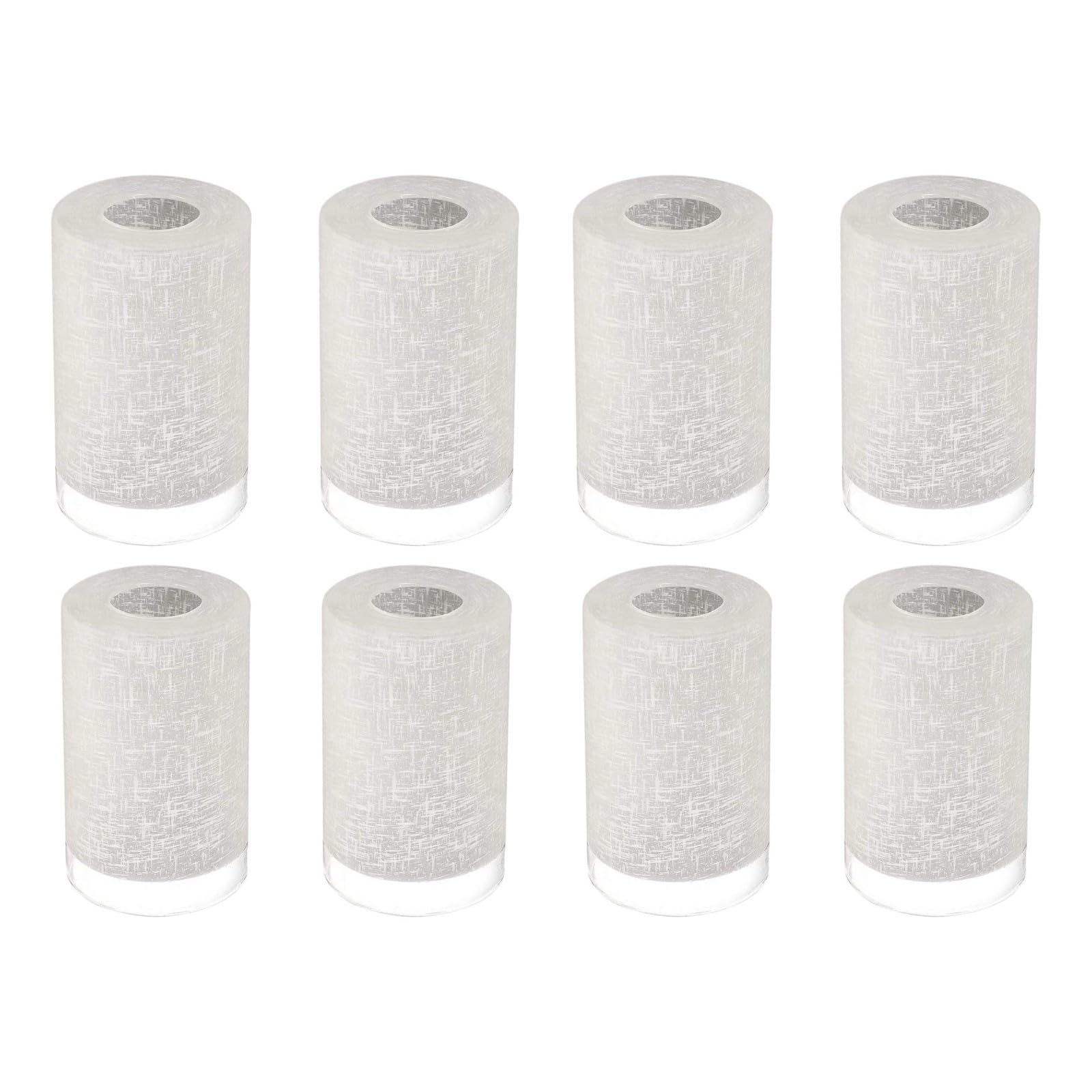 Eidonta 8 Pack White Linen Frosted Glass Lamp Shade Covers, 5.9in Height, 3.9in Diameter, 1.65in Fitter, Cylinder Light Fixture Lampshade, Glass Shade Replacement Globe for Chandelier Wall Sconce