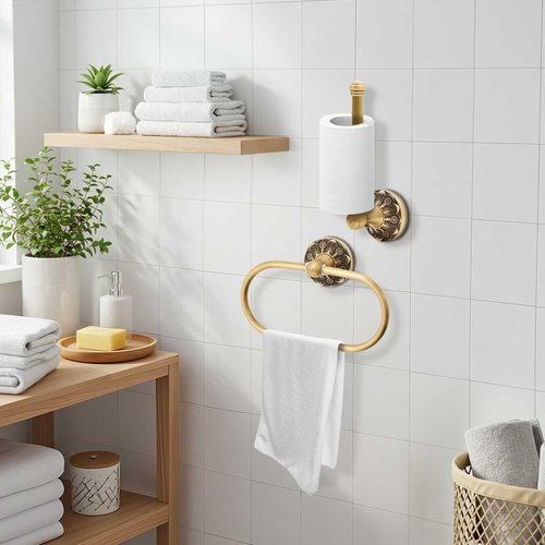 Otoolling 2 Pieces Set Antique Brass Toilet Paper Holder Retro Brass Hand Towel Ring Tissue Roll Paper Hanger Bathroom Hardware Wall Mounted Vintage Bathroom Accessories(Rectangle)