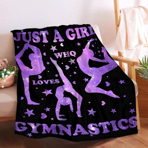 ARTBLANKET Just A Girl Who Loves Gymnastics Blanket for Fall Winter Spring All Season Warm Fuzzy 50x40 in for Small Kids/Child Microplush Fleece Summer Autumn Blankets for Couch Bed Sofa
