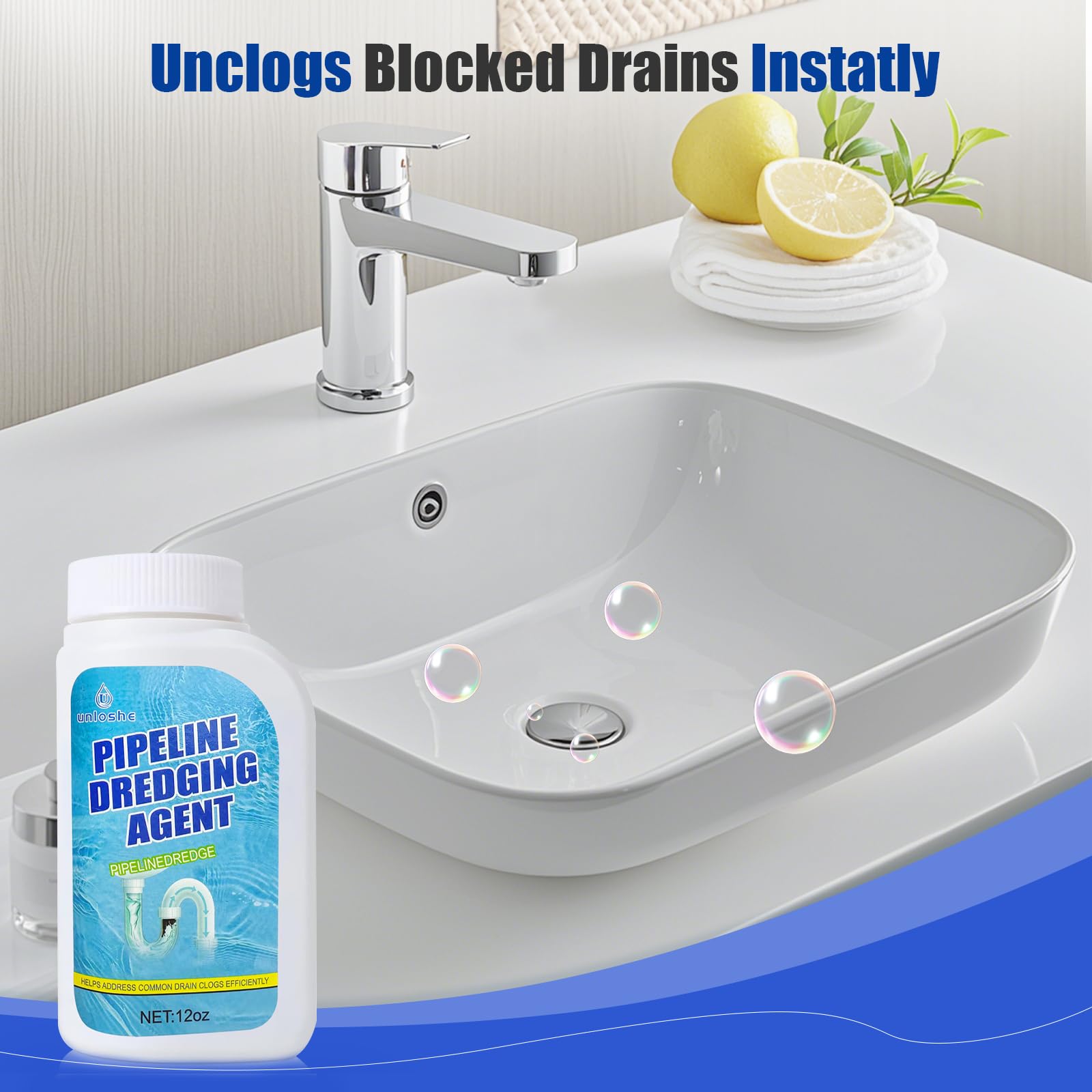 Pipeline Dredging Agent, Drain Clog Remover, Powerful Sink Drain Cleaner for Bathroom and Kitchen Sink Pipe Unclog (1PCS)