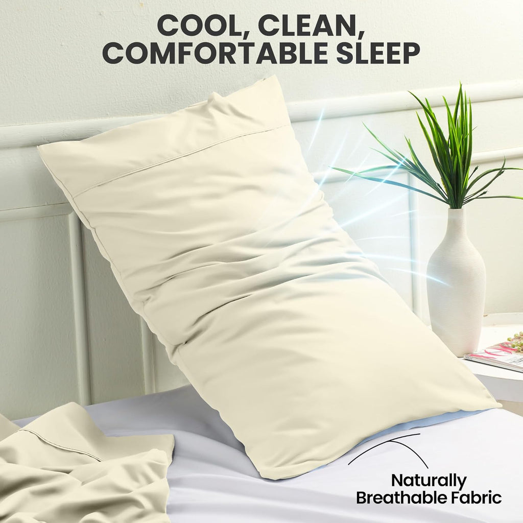 Utopia Bedding Queen Pillow Cases - Soft Brushed Microfiber - 2 Pack, Envelope Closure, Ivory 20x30 Inches