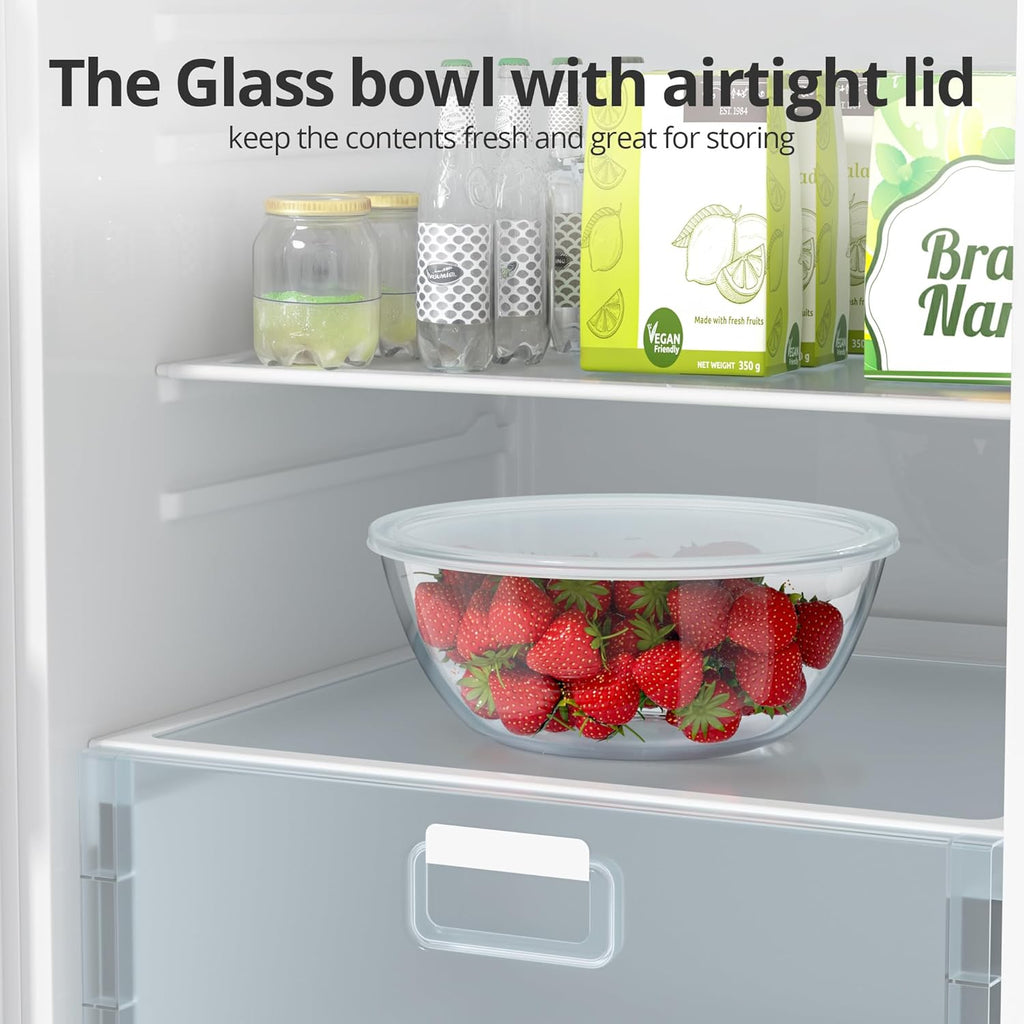 Skiennix 4.7 Qt Extra Large Glass Mixing Bowl - Clear Glass for Salad, Cooking & Storage