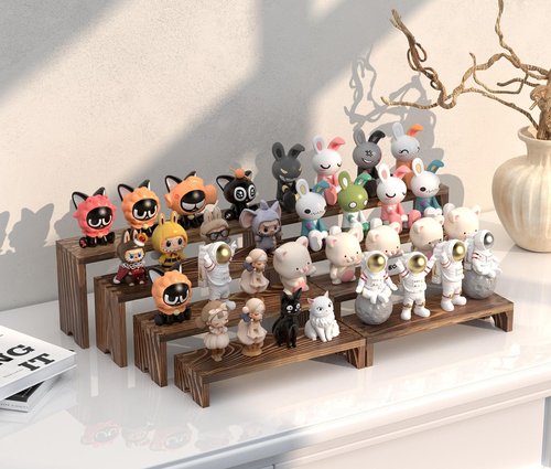 4 Set Wooden Tiered Riser Display Stands for Vendor Events,Stackable Wooden Cupcake Display Stand,Dessert Table Display Set Risers for Decor,Vendor Booth Display Items,Food Display Risers for Party（12-11.2-10.4-9.6IN）